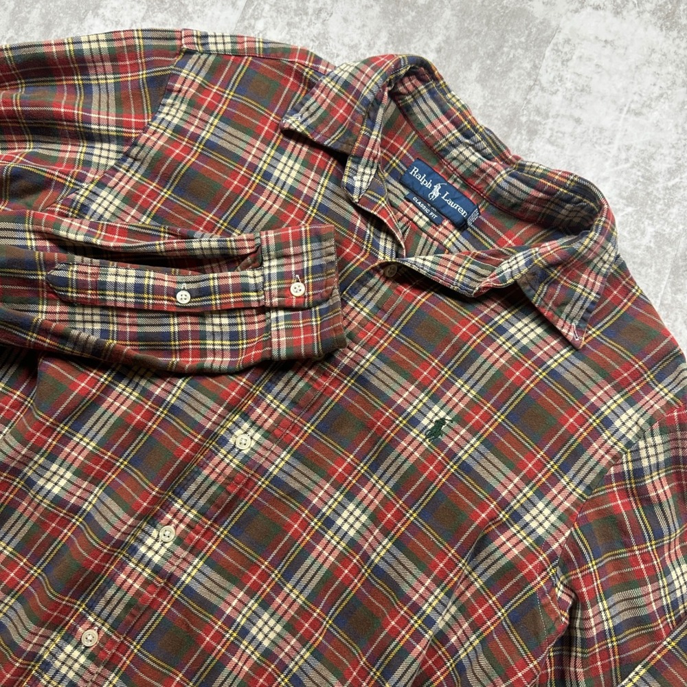 Ralph Lauren Plaid Button Down Mens Medium Red Classic Fit Long Sleeve Shirt